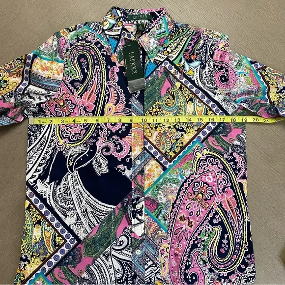 NWT Lauren Ralph Lauren Multi Color Fash 3 Paisley Pattern Button Down Shirt Sm - Picture 4 of 15